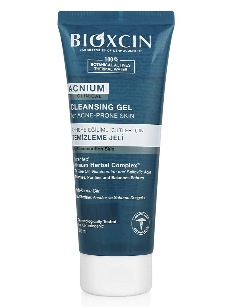 BIOXCIN Acnium Cleansing Gel for Acne-Prone & Oily Skin, Deep Pore Cleanser, Helps Reduce Excess Oil & Impurities, Daily Face Wash, 200ml - Image 1